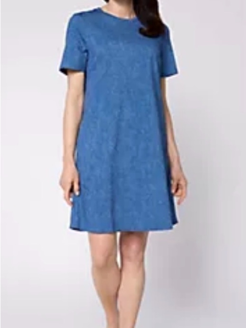 Luxe by Aimee Kestenberg Denim-Effect Short Sleeve A-Line Tee Shirt Dress